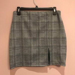 Plaid Slit Skirt